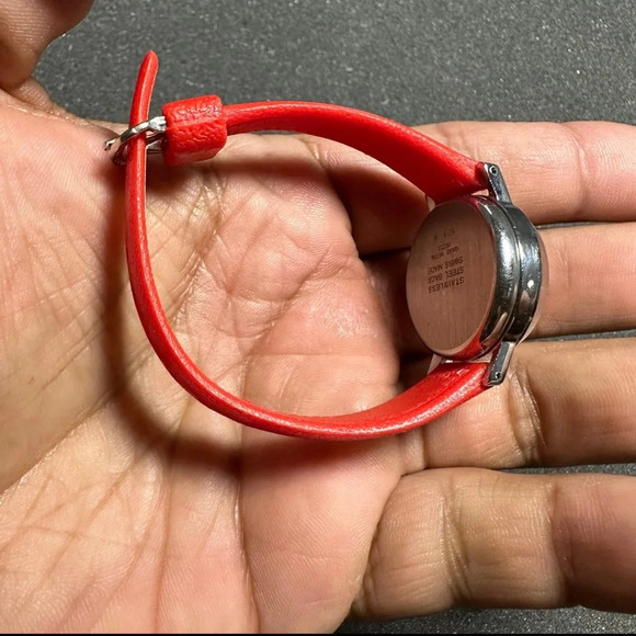 Vintage Disney Mickey Mouse Watch Mechanical Wind Up Plastic Red Band  Working - Picture 6 of 9